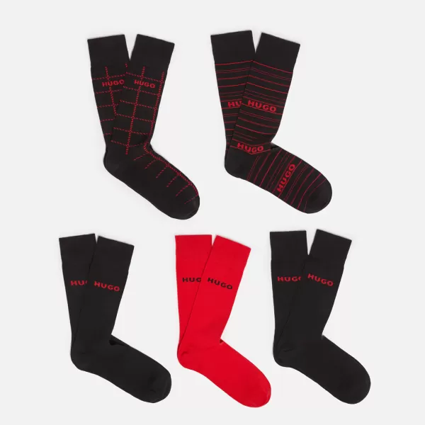 image of HUGO Bodywear Five-Pack Cotton-Blend Socks