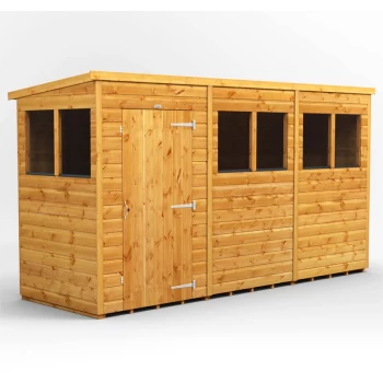 Image of 12x4 Power Pent Garden Shed - Brown