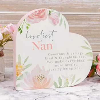 Image of Sophia Wooden Heart Mantel Plaque - Loveliest Nan