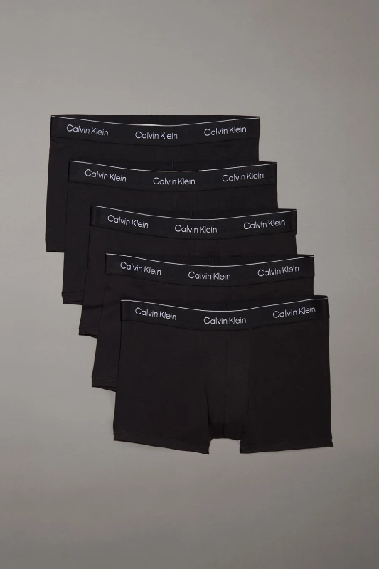 Image of Calvin Klein Mens Trunk 5Pk Black W/ Black Size: XL Black Male XL
