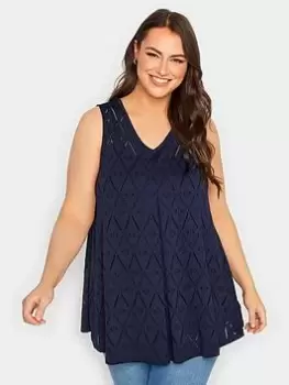 Image of Yours Broidery Swing Vest Navy, Blue, Size 14, Women