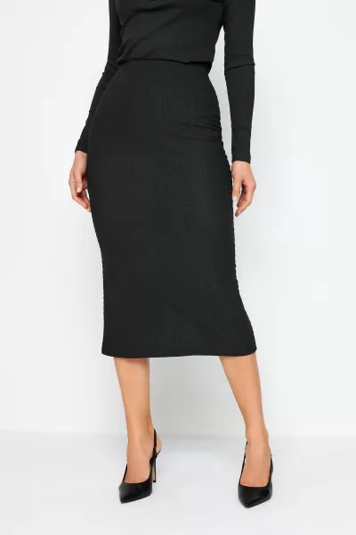 image of Tall Black Textured Tube Skirt