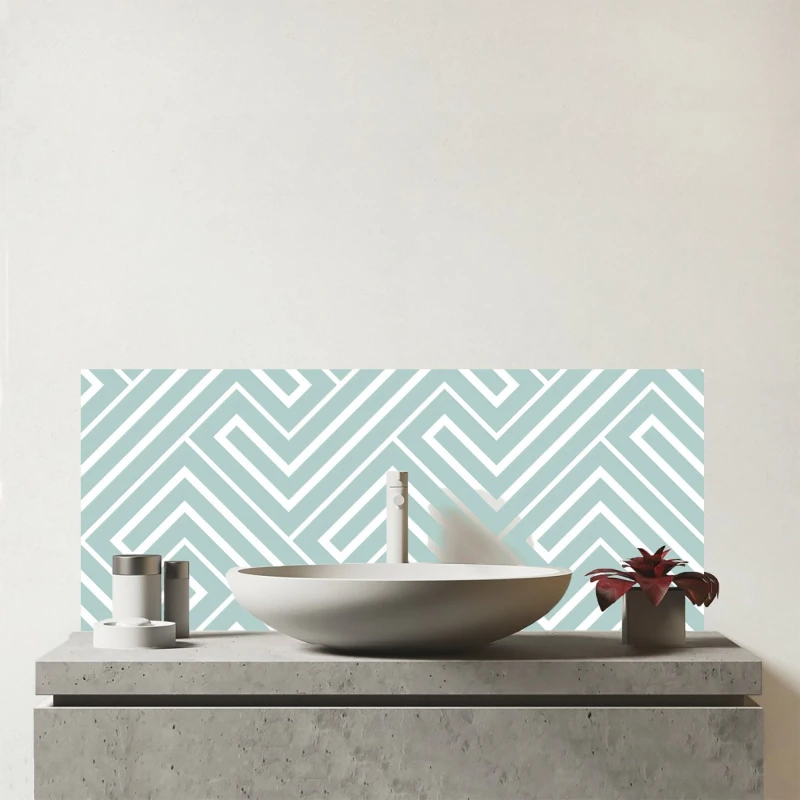 Image of Warren Reed - Designer Geometric Modern Ornment Glass Bathroom Splashback in Green Green Unisex
