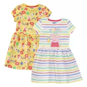 Image of Peppa Pig Girls Suzy Rainbow Dress Set (Pack of 2) (18-24 Months) (Multicoloured)