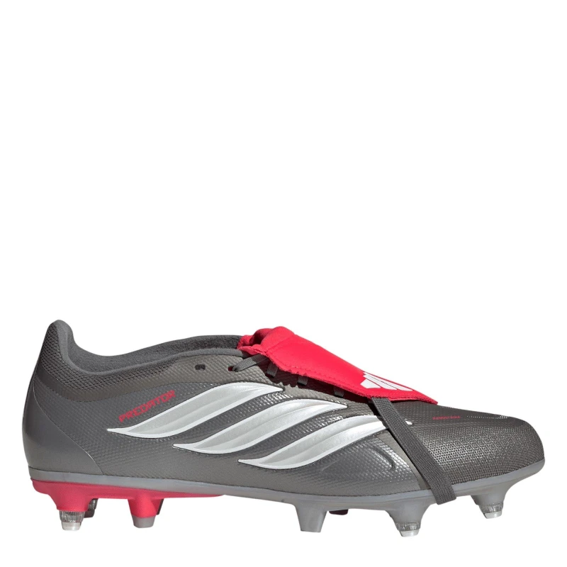 Image of adidas Predator Fold-Over Tongue League Soft Ground Football Boots Mens Grey/Red male 7 (40.7)