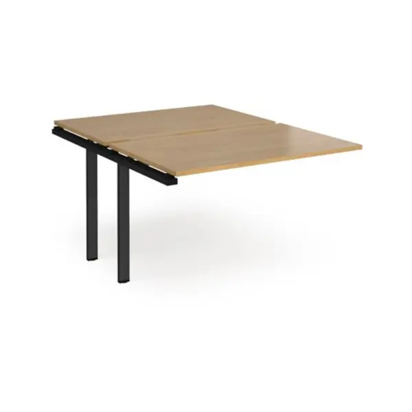 Image of Adapt Bench Desk Add On Rectangular Desk 1200mm With Sliding Tops Oak Tops With Black Frames 1600mm Depth Adapt Oak STE1216-AB-K-O