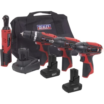 image of Sealey - CP1200COMBOB SV12 Series 4 x 12V Cordless Power Tool Combo Kit