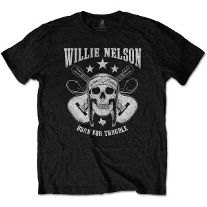 Willie Nelson - Skull Unisex Medium T-Shirt - Black