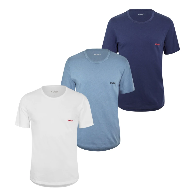 Image of HUGO 3 Pack Lounge T-Shirts White/Blue/Navy XXL