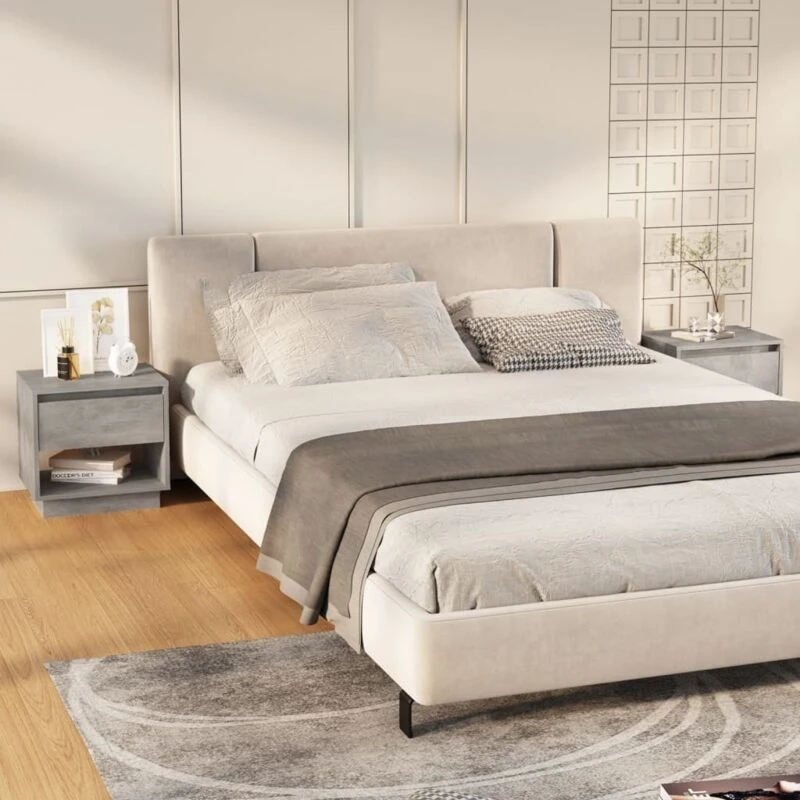 Image of VIDAXL Bedside Cabinets 2 pcs Concrete Grey 45x34x44cm Engineered Wood Vidaxl 8720286834565