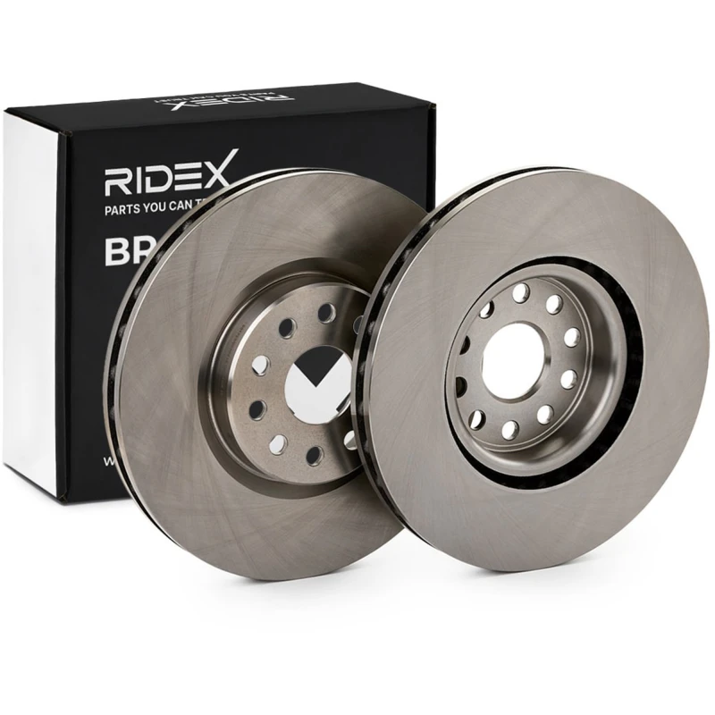 Image of RIDEX 82B0667 Brake disc Front Axle, Vented, Cast Iron, Uncoated, Untreated, without bolts/screws Cast Iron Brake Disc (82)