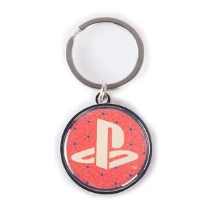 image of Sony Playstation Biker Logo Metal Unisex Keychain (Red/Black)