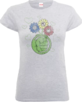 Image of Marvel Avengers Hulk Flower Fist Womens T-Shirt - Grey - L