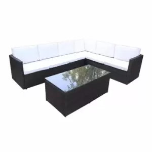 image of Amir Royalcraft Berlin 5 Seater Corner Lounging Set Brown - Garden & Outdoor