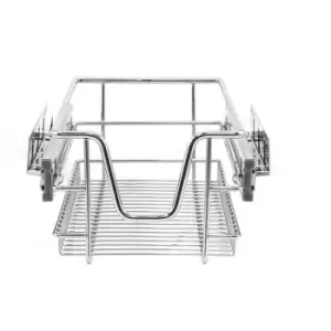 image of 4 x Kitchen Pull Out Soft Close Baskets, 300mm Wide Cabinet, Slide Out Wire Storage Drawers - Silver - Kukoo