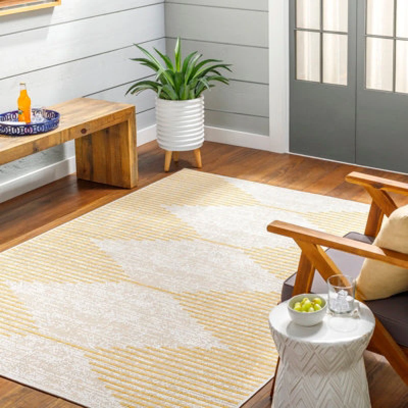 Image of Livabliss In- & Outdoor Global Saffron/grey Dolly Area Rug 200 X 275cm - Easy To Clean, Perfect For Patio, Balcony, Kitchen Or Dining Room