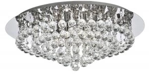 image of 8 Light Semi Flush Ceiling Light Chrome with Crystals, G9