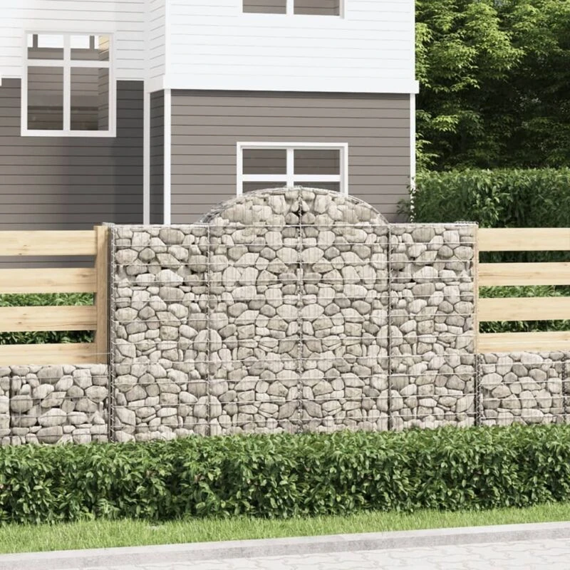 Image of vidaXL Arched Gabion Baskets 25 pcs 200x50x140/160cm Galvanised Iron, Silver 3146378