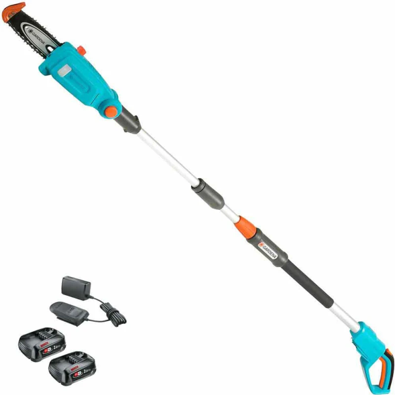 Image of Gardena TCS 20/18 P4A 18v Cordless Telescopic Tree Pruner 200mm 2 x 2ah Li-ion Battery Charger TCS 20/18 14770-55