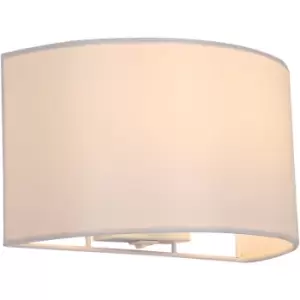 Image of Harperliving - harper living 1xE27/ES Wall Wash Light with Switch, Semi-Circle Ivory Fabric Shade, Suitable for LED Upgrade - Ivory