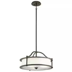 Image of 3 Bulb Ceiling Pendant Light Fitting Classic Pewter LED E27 100W Bulb