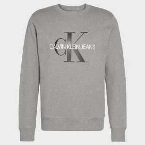 Image of CK Jeans Mens Iconic Monogram Sweatshirt - Mid Grey Heather - XXL