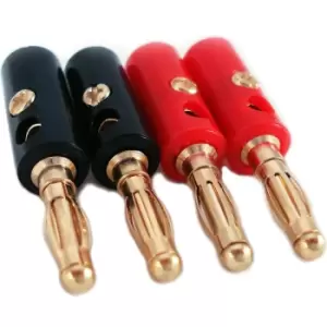 image of 20x 4mm Banana Plugs Gold Plated & Best Value Speaker Cable Amp Connectors 5.1