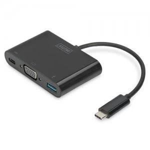 Image of Digitus DA-70854 video cable adapter 0.15 m USB Type-C USB Type-C + USB Type-A + VGA (D-Sub) Black