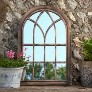 Image of Toscana Arched Copper Distressed Outdoor Garden Wall Mirror