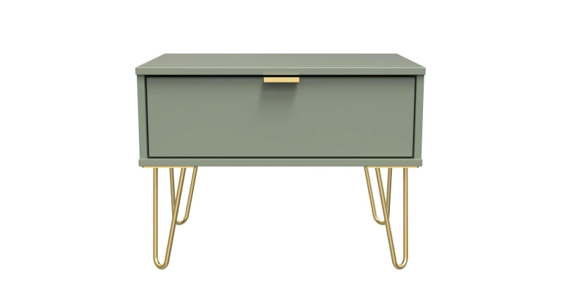 Image of Fuji 1 Drawer Side Table In Reed Green (Ready Assembled)