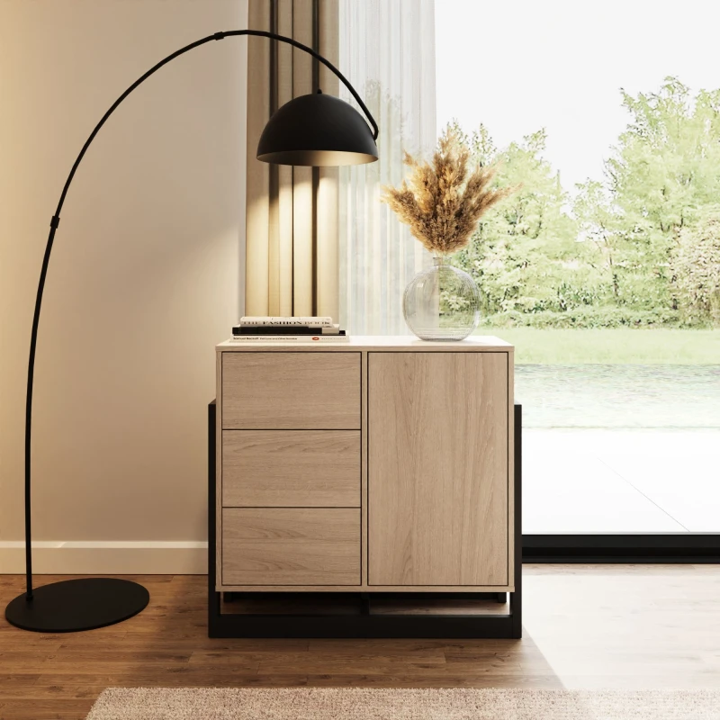 Image of GFW Taite Oak 1 Door 3 Drawer Sideboard