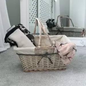 Image of JVL Arianna Willow Rectangle Shopping Basket Grey