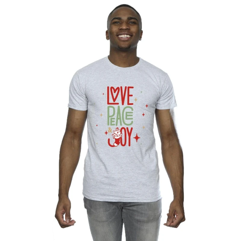 Image of Disney Men The Aristocats Marie Love Peace Joy T-Shirt in Grey Size: Small Grey S Male 5063153222199