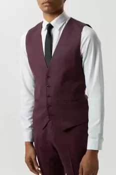 Image of Mens Slim Burgundy Micro Texture Waistcoat