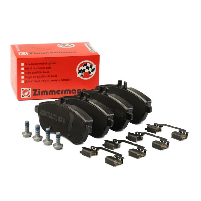 Image of ZIMMERMANN 24306.205.2 Brake pad set Front Axle, prepared for wear warning indicator, Photo corresponds to scope of supply, with bolts/screws Brake P