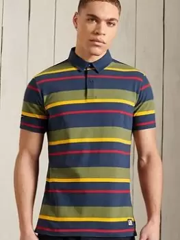 Superdry Cali Stripe Polo - Navy/Multi, Navy Multi Size M Men