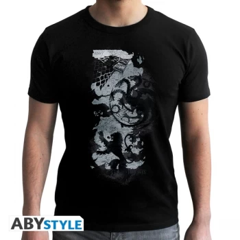 Image of Game Of Thrones - Map - Mens Large T-Shirt - Black