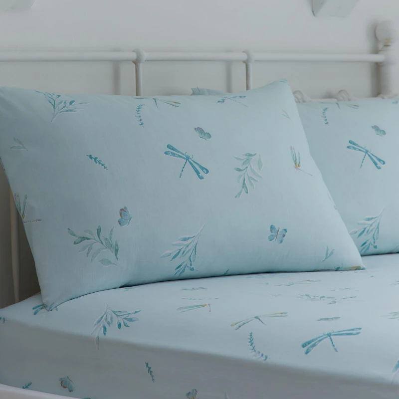 Image of Dreams & Drapes 'Fifi' Soft Touch 28cm Fitted Bed Sheet Set Duck Egg Blue
