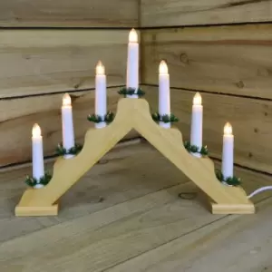 image of 40cm Premier Decorations 7 Bulb V Shaped Festive Clear Bulb Candle Bridge