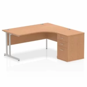 Image of Impulse 1600 Right Hand Cantilever Workstation 600 Pedestal Bundle Oak