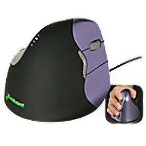 image of BakkerElkhuizen Wired Right Handed Vertical Mouse Evoluent4 Optical Black, Purple