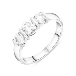 Image of Platinum 1.03ct Diamond Round Brilliant Cut Three Stone Bar Set Ring