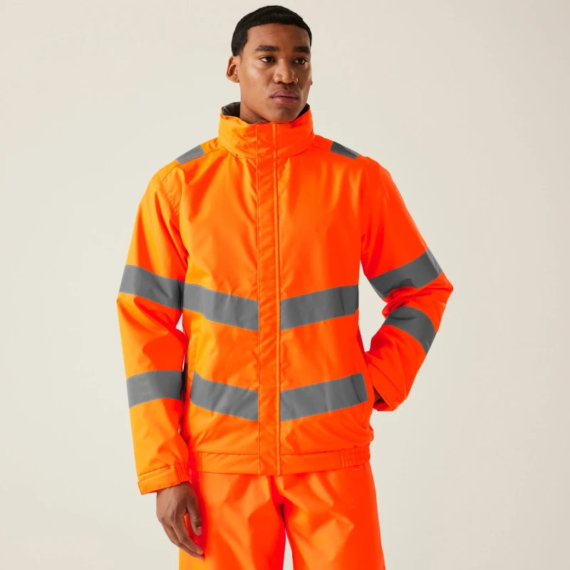 Image of Regatta Regatta Men Hi-Vis Pro Contract Dover Jacket in Burnt Orange Size: Small Burnt Orange S Male 5063019901039