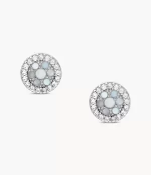 Image of Fossil Women Mother-of-Pearl Sterling Silver Stud Earrings