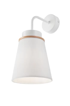 Image of Agustino Dome Wall Light, Fabric Shade, White , 1x E27