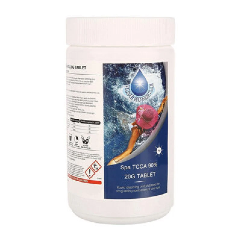 Image of Shatchi Blue SPARKLE 1 Kg Chlorine Tablets Water Treatment for Rapid Disinfecting and Cleaning of Hot Tub Spa and Swimming Pool White