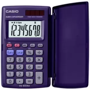 image of Casio HS-8VERA Pocket calculator Dark blue Display (digits): 8 solar-powered, battery-powered (W x H x D) 62.5 x 10 x 104 mm