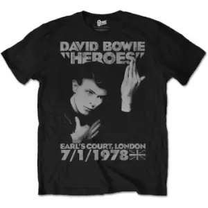 image of David Bowie - Heroes Earls Court Unisex Small T-Shirt - Black