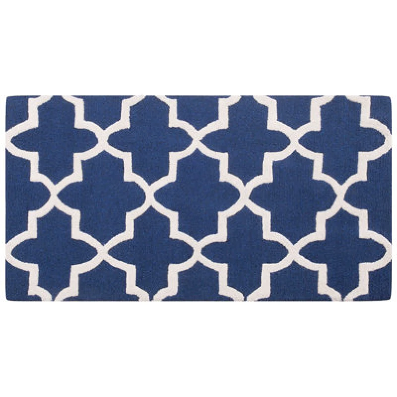 Image of Beliani Rug Silvan Navy Blue 80 X 150 Cm Wool