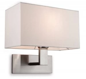 Image of 1 Light Single Indoor Wall Light Brushed Steel, Cream Shade, E27